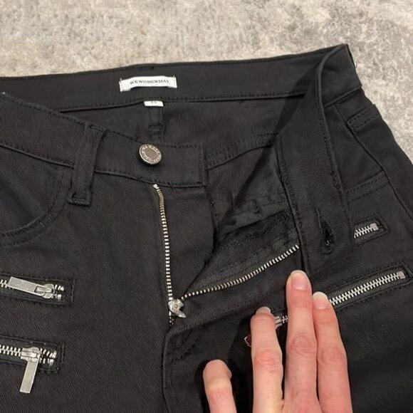 NWT WeWoreWhat Black Low Rise Cropped Rocker Jeans Sz 24 (missing chain) - Picture 11 of 13